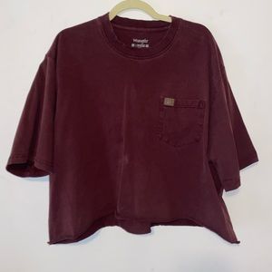 Cropped Wrangled Pocket Tee